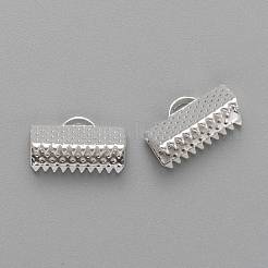 アイアン製カシメリボン止めエンドパーツ  銀色のメッキ  7x13mm  穴：2mm&nbsp;E005Y-S