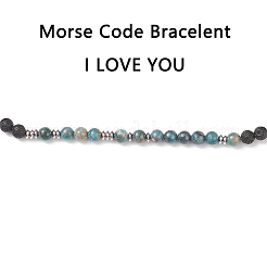 Natural Apatite & Lava Rock Braided Bead Bracelet&nbsp;BJEW-TA00188-04