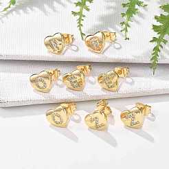 Rack Plating Brass Micro Pave Clear Cubic Zirconia Stud Earrings&nbsp;EJEW-K299-01G