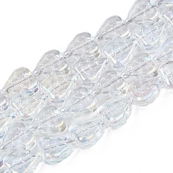 電気メッキガラスビーズセット  ABカラー  葉  クリアAB  10x8x4mm  穴：0.9mm  約65個/連  24.80インチ（63cm）&nbsp;EGLA-S188-16-B04