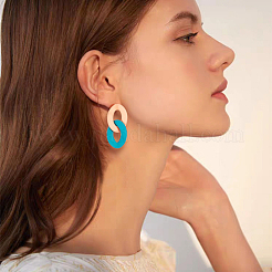 8ペア 8色 アクリルツイストオーバルダングルスタッドピアス（女性用）  ミックスカラー  35x23mm  1ペア/カラー&nbsp;EJEW-AN0004-07
