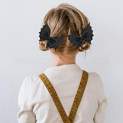 ハロウィンテーマのコウモリと蝶結びのイミテーションレザーのワニヘアクリップとヘアバレッタ8個、4スタイル  鉄のクリップ付き  女性の女の子のために  ブラック  42~145x78~152x9~19mm  2個/スタイル&nbsp;PHAR-WR0001-01