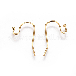 PVD真空メッキ304ステンレススチールピアスフック  長持ちメッキ  ゴールドカラー  20x12x1.8mm  22ゲージ  ピン：0.6mm&nbsp;LS-STAS-I120-24-G