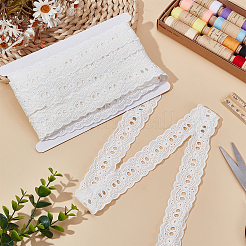 15ヤードの綿刺繍フラワーレースリボン  ホワイト  1-3/8インチ（35mm）&nbsp;SRIB-FG0001-24