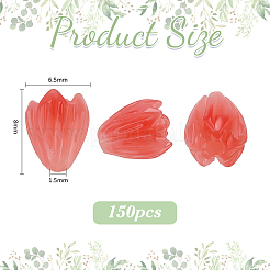 不透明樹脂ビーズ150個。  花  レッドオレンジ  8x6.5mm  穴：1.5mm&nbsp;RESI-PH0002-76C