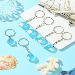 蓄光樹脂キーホルダー6個  鉄のリング付き  魚  ライトスカイブルー  7.5~8cm  6個/セット&nbsp;KEYC-FS00020