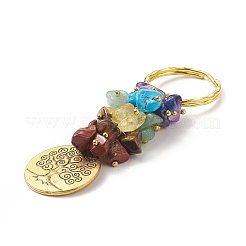 Chakra Natural Gemstone Chip Pendant Keychain&nbsp;KEYC-JKC00414-02