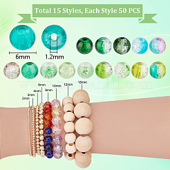 750Pcs 15 Styles Baking Paint Crackle & Frosted & Spray Painted Glass Beads&nbsp;CCG-PH0001-17