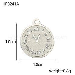 304ステンレススチールチャーム  クロックのチャーム  ステンレス鋼色  10x10mm  穴：1mm&nbsp;SA-OY002-90P
