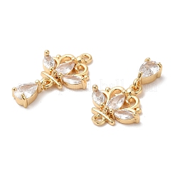 真鍮とガラスのラインストーンペンダント  ティアドロップチャーム付きの花  18KGP本金メッキ  21x14x4mm  穴：1.2mm&nbsp;X1-KK-B074-09G