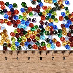 透明な色のガラスシードビーズ  フリンジティアドロップビーズ  ミックスカラー  6/0  4~4.5x3~3.5x4~4.5mm  穴：1~1.2mm  約5625個/ポンド&nbsp;SEED-P006-02A-03