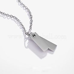 304 Stainless Steel Blank Double Rectangle Pendant Cable Chain Necklaces&nbsp;FS-WG7A741-02