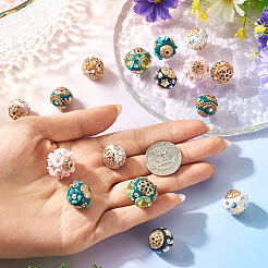16Pcs 8 Styles Handmade Resin Indonesia Round Beads&nbsp;IPDL-TA0001-07