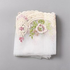 ポリエステルフラワーレーストリムリボン  diyの装飾服  サクランボ色  6-7/8インチ（175mm）&nbsp;OCOR-WH0073-71
