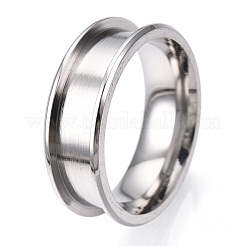 201 Stainless Steel Grooved Finger Ring for Women&nbsp;STAS-WH0039-09A-P