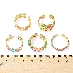 調節可能な304ステンレススチールエナメルカフリング、女性用5個。  ゴールドカラー  9mm  内径：17.8mm&nbsp;RJEW-V004-08G