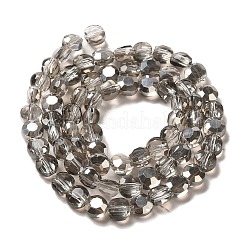 ガラスビーズ連売り  多面カット  フラットラウンド  グレー  6x4mm  穴：1mm  約72個/連  15.7インチ&nbsp;X-GLAA-D019-90