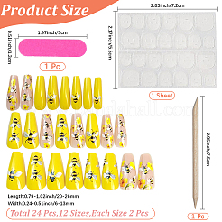 Bees Pattern Plastic Full Cover Press On False Nails&nbsp;MRMJ-CP0001-73
