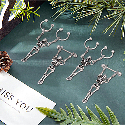 4Pcs 2 Style Stainless Steel Skeleton Skull Dangle Hoop Earrings for Women&nbsp;EJEW-AN0002-52