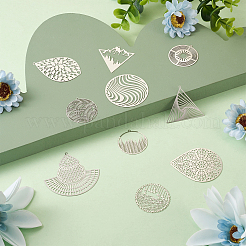 40Pcs 10 Style 201 Stainless Steel Filigree Pendants&nbsp;STAS-FW0001-26