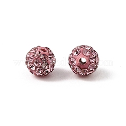 樹脂粘土ラインストーンビーズ  パヴェボールディスコビーズ  グレードA  ライトローズ  pp9（1.5mm）  1.6mm  穴：6mm&nbsp;RB-H284-6MM-223