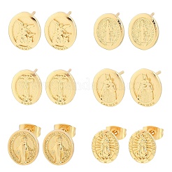 Religion Brass Stud Earrings&nbsp;EJEW-F405-23G