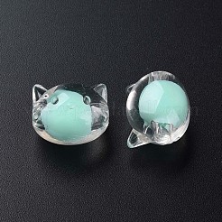 透明なアクリルビーズ  二層ビーズ  猫  アクアマリン  16x18.5x14.5mm  穴：3.5mm  約196個/500g&nbsp;MACR-S373-115-B03