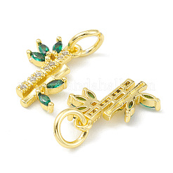 Rack Plating Brass Pave Cubic Zirconia Charms&nbsp;KK-G464-08G