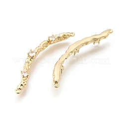 Brass Micro Pave Clear Cubic Zirconia Textured Curved Stick Links Connector Charms&nbsp;KK-Z156-18G