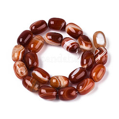 天然石瑪瑙ビーズ連売り  染め  バレル  チョコレート  16~18x12~13.5mm  穴：1mm  約22個/連  15.35インチ（39cm）&nbsp;G-N356-02A-11