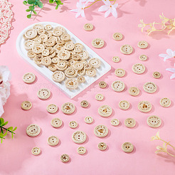 120Pcs 6 Styles Wooden Buttons&nbsp;BUTT-TA0001-33