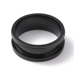 女性用ステンレス溝付き指輪  電気泳動黒  内径：18mm&nbsp;RJEW-WH0004-30C-EB