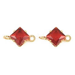 Brass Pave Cubic Zirconia Rhombus Connector Charms&nbsp;KK-P347-04G-03