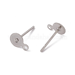 変色しない304ステンレススチールスタッドピアス金具  カン付き  ステンレス鋼色  12x7mm&nbsp;STAS-E029-3