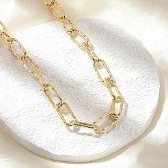 Brass Textured Paperclip Chain Necklaces&nbsp;NJEW-A042-15G