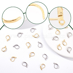 100個 2色 304ステンレススチール フレンチフックピアス金具  水平ループ付き  ゴールデン·ステンレス鋼色  15x11x2mm  穴：1.5mm  ピン：0.6mm  50個/カラー&nbsp;STAS-BBC0001-56