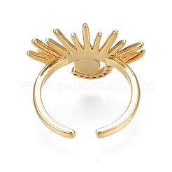 Clear Cubic Zirconia Evil Eye Wide Open Cuff Ring with Enamel for Women&nbsp;RJEW-N035-098B