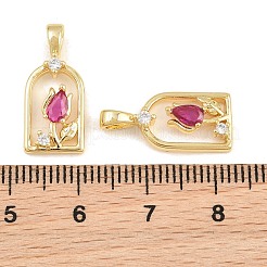 Brass Micro Pave Fuchsia Cubic Zirconia Pendants&nbsp;CU-CBAFB88-01G