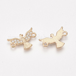 合金リンクコネクター  ラインストーン付き  鳥  クリスタル  ゴールドカラー  13.5x20x2mm  穴：1.8mm&nbsp;X-PALLOY-S118-36