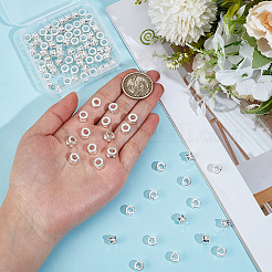 チベット風合金ヨーロピアンビーズ100個  大穴ビーズ  バレル  銀  8x5.5mm  穴：4mm&nbsp;FIND-ME0003-50S