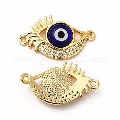 Rack Plating Real 18K Gold Plated Brass Micro Pave Clear Cubic Zirconia Connector Charms&nbsp;ZIRC-L102-08G-01