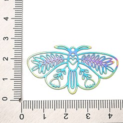 ステンレスペンダント201個  エッチングされた金属装飾  バタフライチャーム  虹色  23.5x42.5x0.3mm  穴：1.6mm&nbsp;STAS-B051-02RC-07