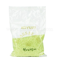 MIYUKIラウンドロカイユビーズ  日本製シードビーズ  8/0  （rr675)シルバーラインシャルトルーズオパール  3mm  穴：1mm  約19000~20500個/ポンド&nbsp;SEED-G008-RR0675