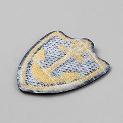 ポリエステル刺繍糸 アイロン/縫い付けパッチ  布のアップリケ  ボートアンカー  ブラック  52x42x1.5mm&nbsp;PATC-WH20017-29