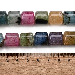 天然石瑪瑙ビーズ連売り  ドラム  染め＆加熱  ミックスカラー  14~14.5x13.5~14.5mm  穴：1~1.2mm  約28個/連  15.55