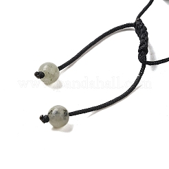 12.5mm ラウンド天然ラブラドライト編みビーズブレスレット 女性用 男性用  内径：2~3-1/8インチ（4.95~8.05cm）&nbsp;BJEW-C060-01Z