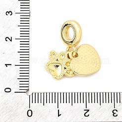 Brass Pink Enamel European Dangle Charms&nbsp;KK-F904-16G