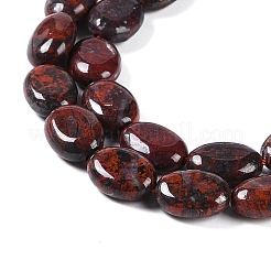 天然石ブレシエイテッドジャスパービーズ連売り  フラットオーバル  14x10x5mm  穴：1mm  約29個/連  15.75''（40センチメートル）&nbsp;G-H029-A01-01