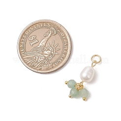 天然宝石と養殖淡水真珠のペンダント  丸いチャーム  304ステンレススチールアイピン付き  ゴールドカラー  21x12.5x6.5mm  丸カン：5x1ミリ  内径：3.5mm&nbsp;PALLOY-JF05142-01