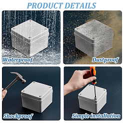 屋外用防水ABSプラスチックケーブルボックス  正方形  グレー  9.5x9.5x7.5cm&nbsp;CON-WH0089-232B